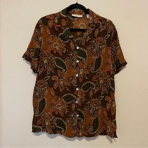 Amanda Smith vintage silk button up shirt blouse shortsleeve